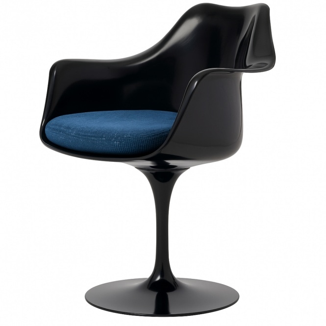 Fusion Living Black and Textured Blue Chelsea Armchair