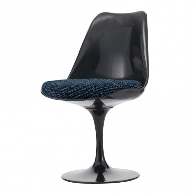 Fusion Living Black and Textured Blue Chelsea Side Chair