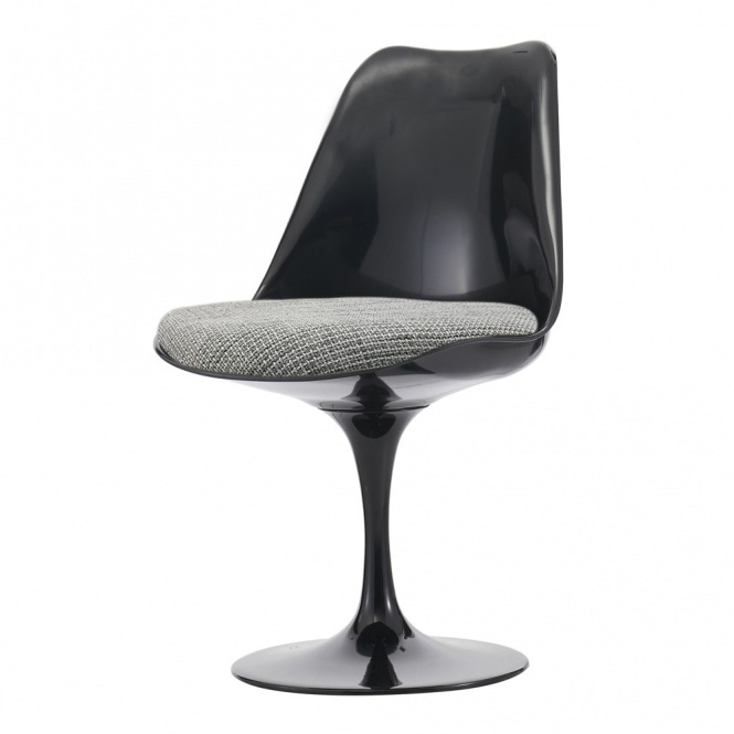 Fusion Living Black and Textured Light Grey Chelsea Side Chair