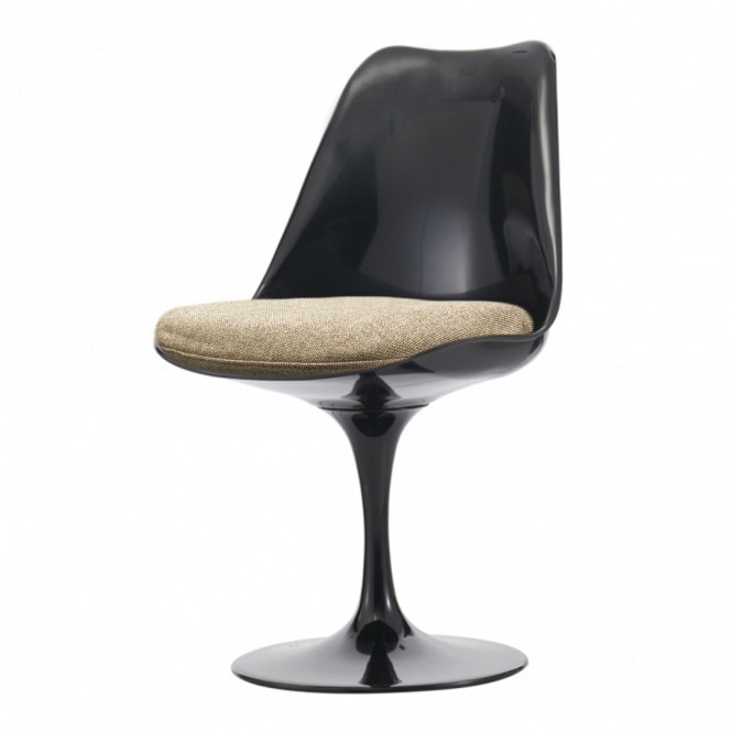 Fusion Living Black and Velveteen Beige Chelsea Side Chair