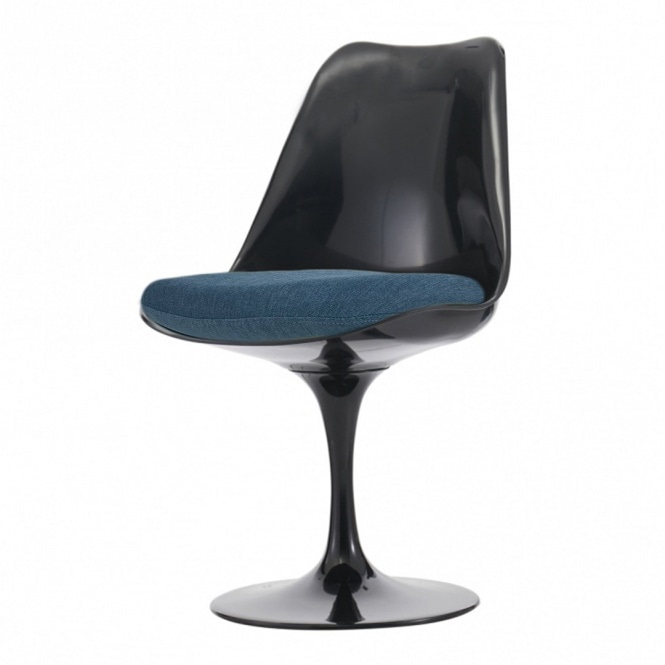 Fusion Living Black and Velveteen Navy Chelsea Side Chair