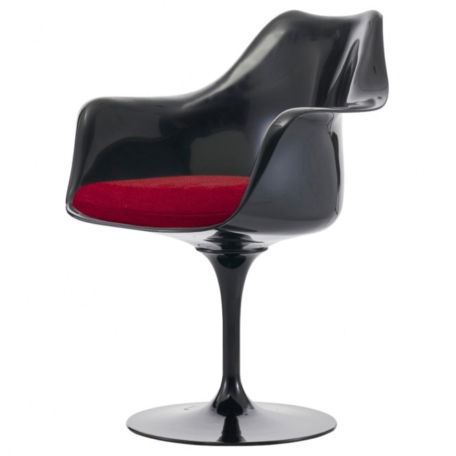 Fusion Living Black and Velveteen Scarlet Red Chelsea Armchair