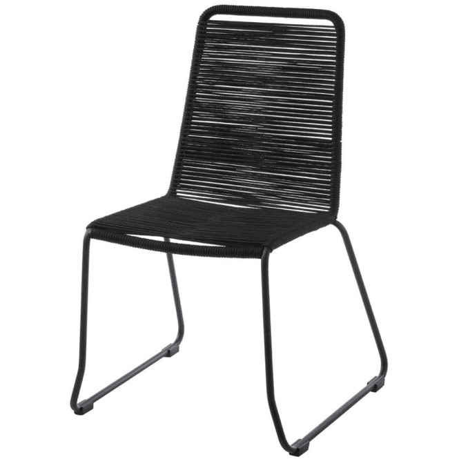 Fusion Living Black Natural Rope Chair With Black Iron Legs