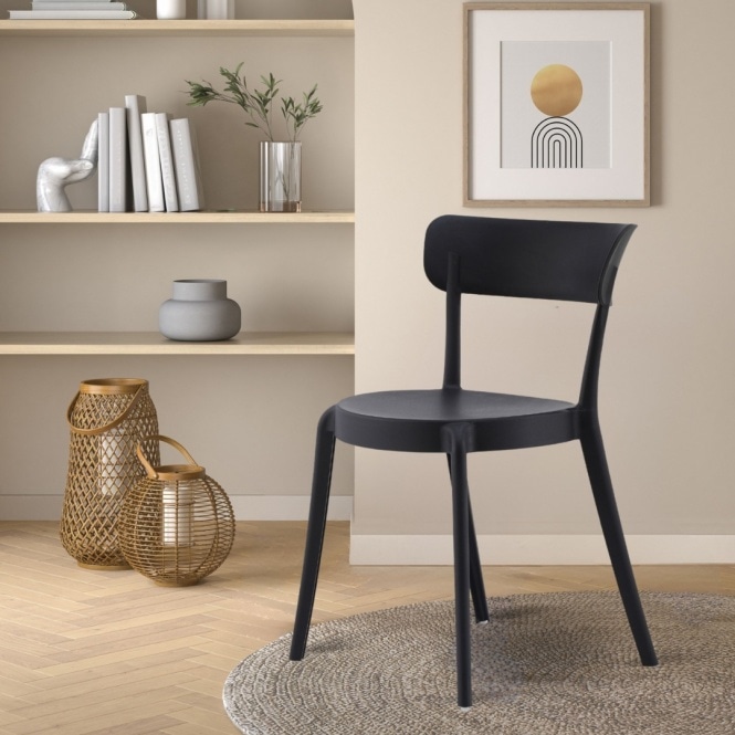 Fusion Living Black Plastic Bistro Dining Chair