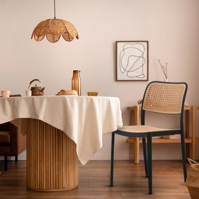 Fusion Living Black Plastic Café Dining Chair