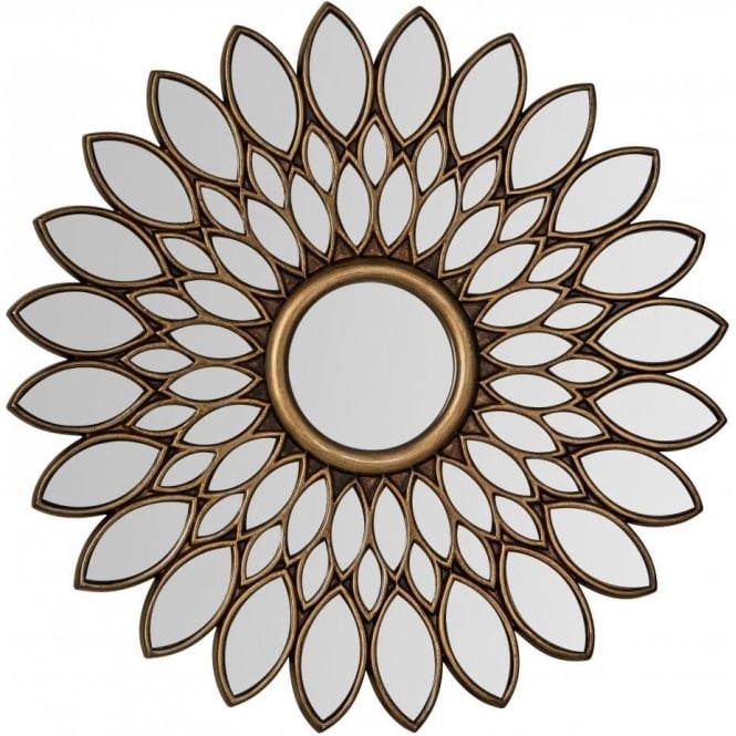 Fusion Living Bronze Flower Circular Mirror
