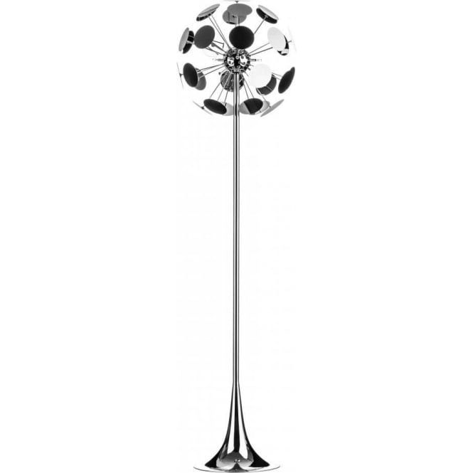Fusion Living Chrome Tall Floor Standing Lamp with Disc Shade