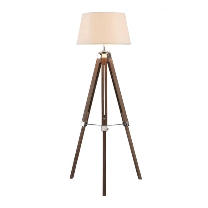 Fusion Living Contemporary Brown and Cream Tripod Floor Lamp