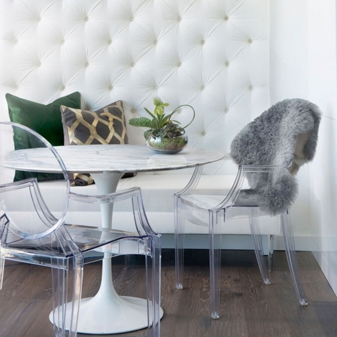 Fusion Living Crystal Clear Ghost Style Plastic Louis Armchair