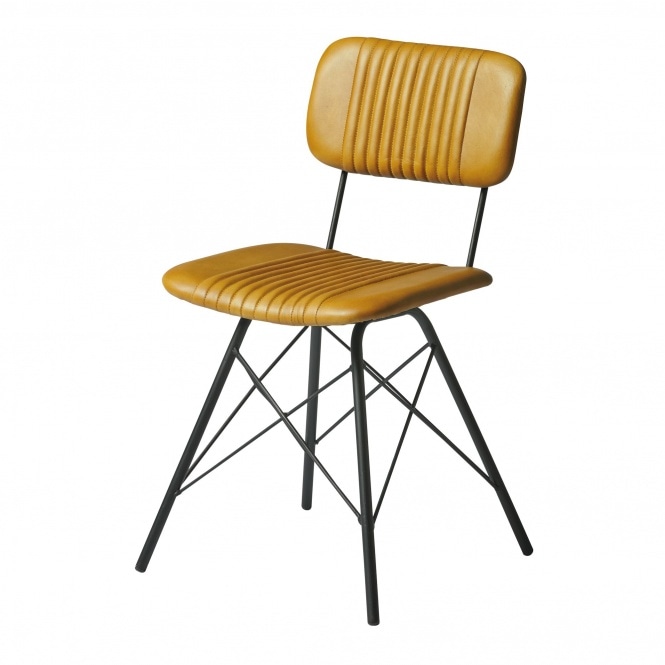 Fusion Living Duke Vintage Gold Leather Dining Chair