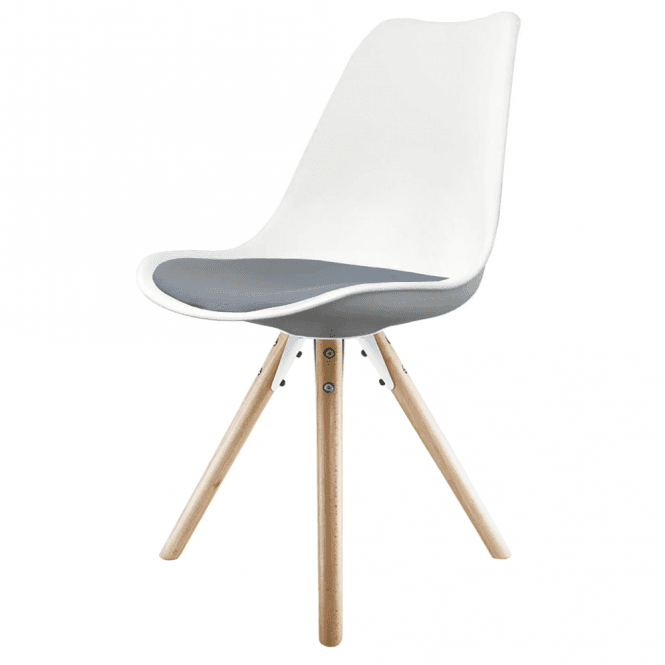 Buy Eiffel Inspired white and grey Dining Chair with Light Wood Legs