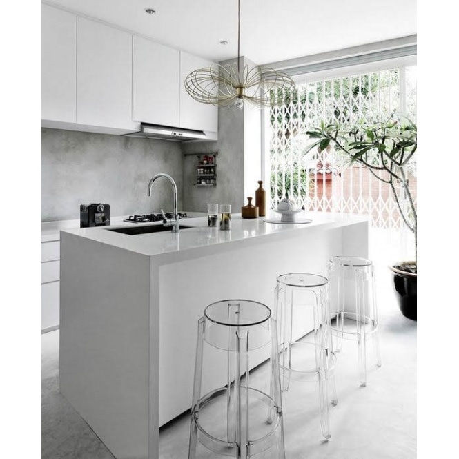 Fusion Living  Ghost Style Bar Stool Crystal Clear - 76cm