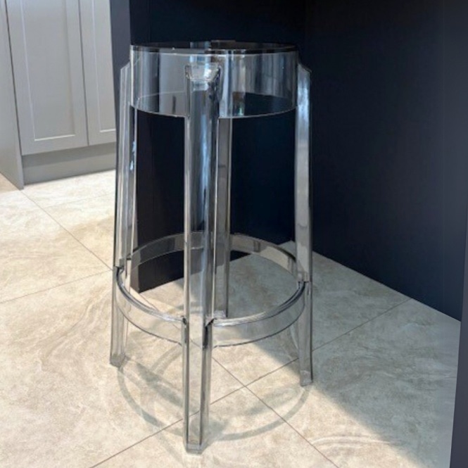 Fusion Living  Ghost Style Bar Stool Smoke Grey - 66cm