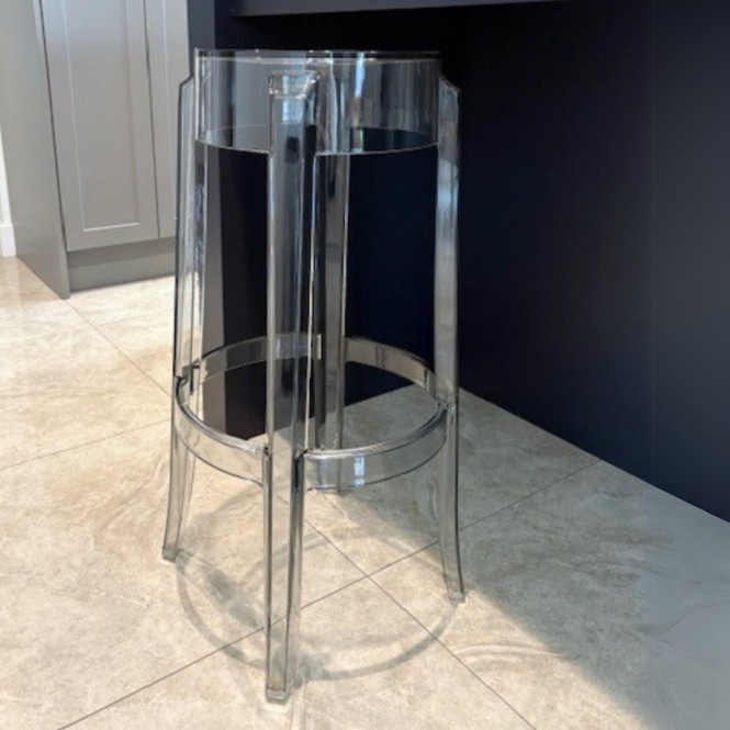 Fusion Living  Ghost Style Bar Stool Smoke Grey - 76cm