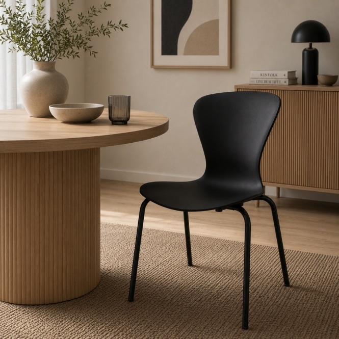Fusion Living Hoxton Black Plastic Dining chair