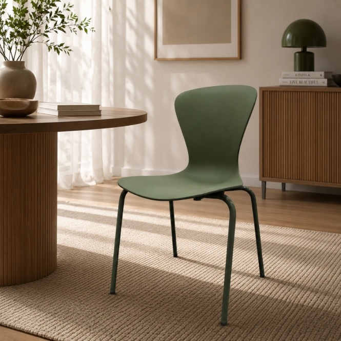 Fusion Living Hoxton Olive Green Plastic Dining chair