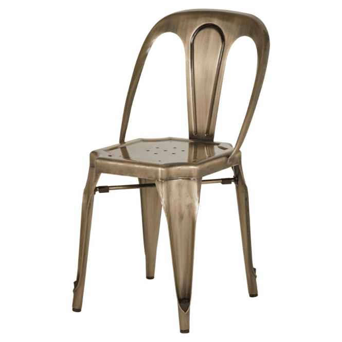 Fusion Living Industrial Gold Brass Metal Dining Chair