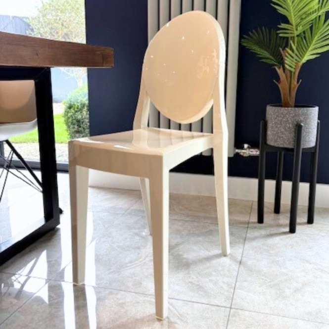Fusion Living Ivory White Ghost Style Plastic Victoria Dining Chair