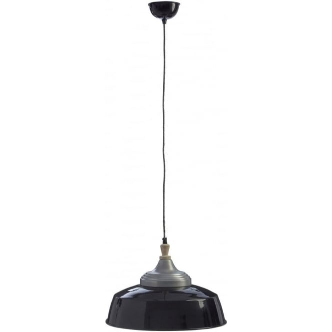 Fusion Living Large Iron and Wood Black Pendant