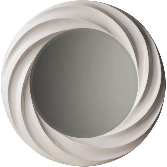 Fusion Living Large White Circular Swirl Mirror