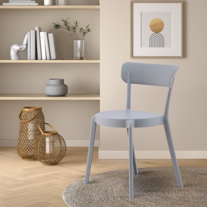 Fusion Living Light Grey Plastic Bistro Dining Chair