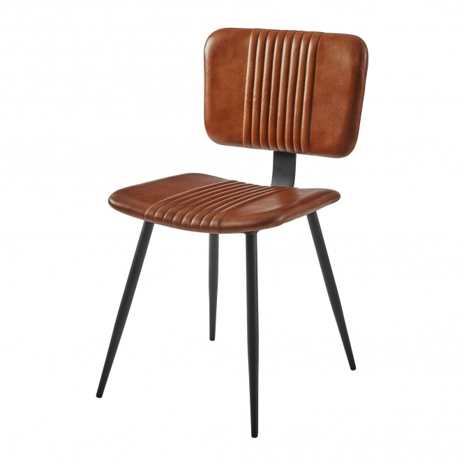 Fusion Living Opel Bruciato Leather Dining Chair