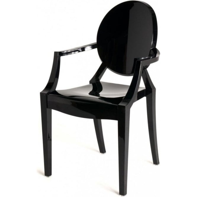 Fusion Living OUTLET Black Ghost Style Plastic Louis Armchair