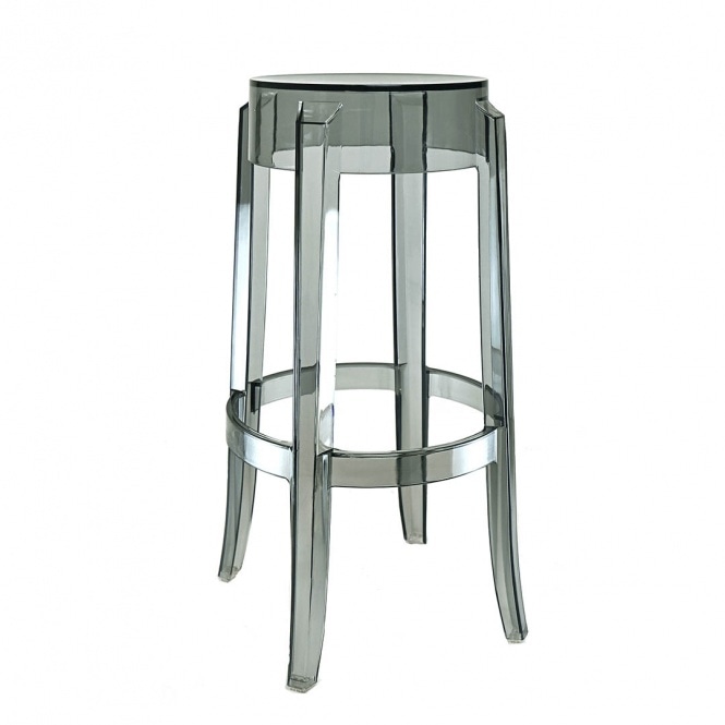 Fusion Living OUTLET Ghost Style Bar Stool Smoke Grey - 66cm