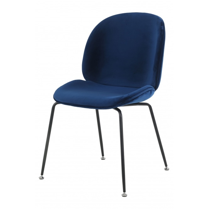 Fusion Living OUTLET Luxurious Navy Velvet Dining Chair with Black Metal Legs