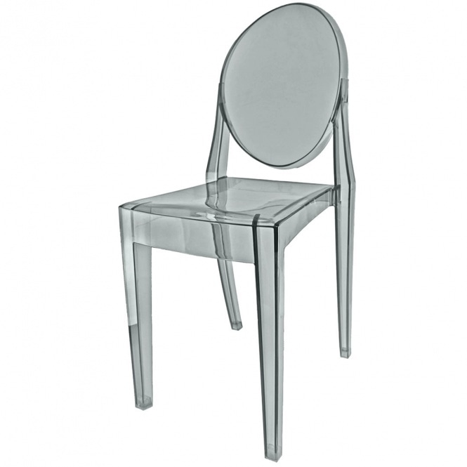 Fusion Living OUTLET Smoke Grey Ghost Style Plastic Victoria Dining Chair