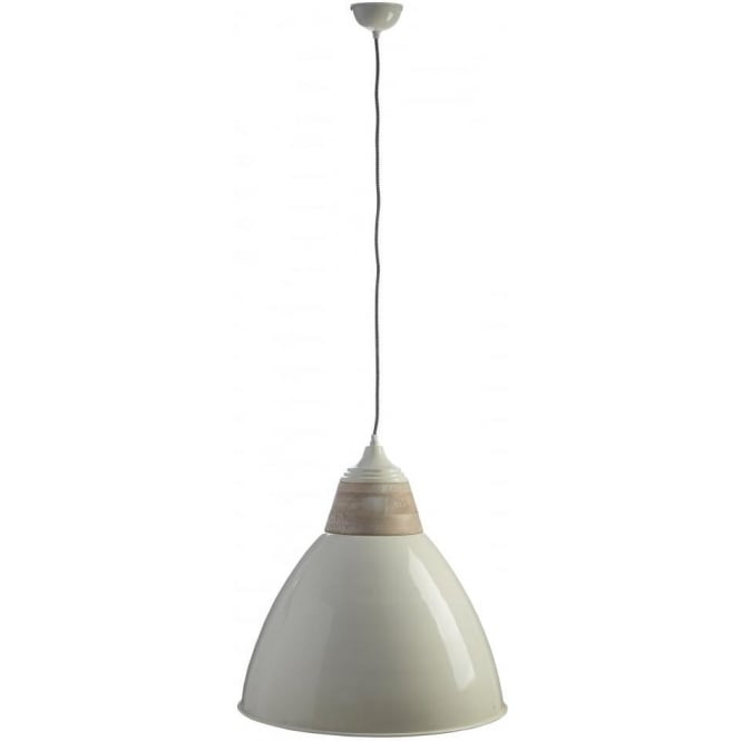 Fusion Living Oversized Iron and Wood Domed White Pendant