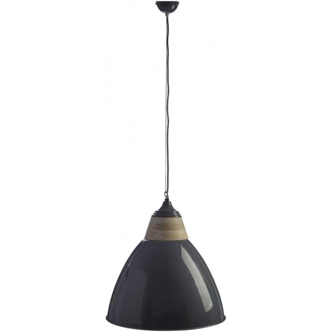 Fusion Living Oversized Iron and Wood Grey Pendant