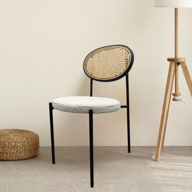 Fusion Living  Paris Cream Bouclé Dining Chair