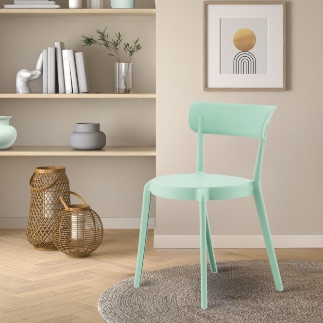 Fusion Living Sage Green Plastic Bistro Dining Chair