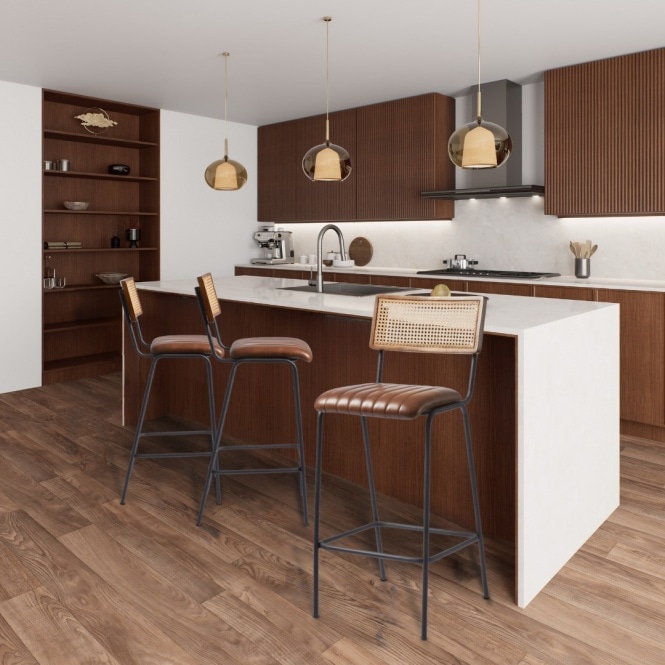 Fusion Living Savanna Brown Leather Bar Stool