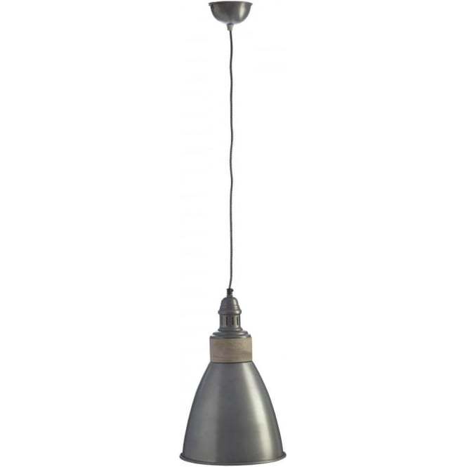 Fusion Living Small Iron and Wood Domed Zinc Pendant
