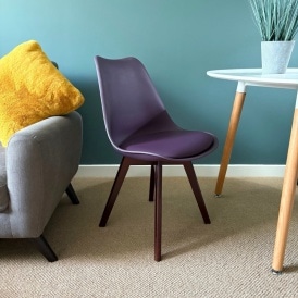 Soho Aubergine Purple Plastic Dining Chair with Squared Dark Wood Legs