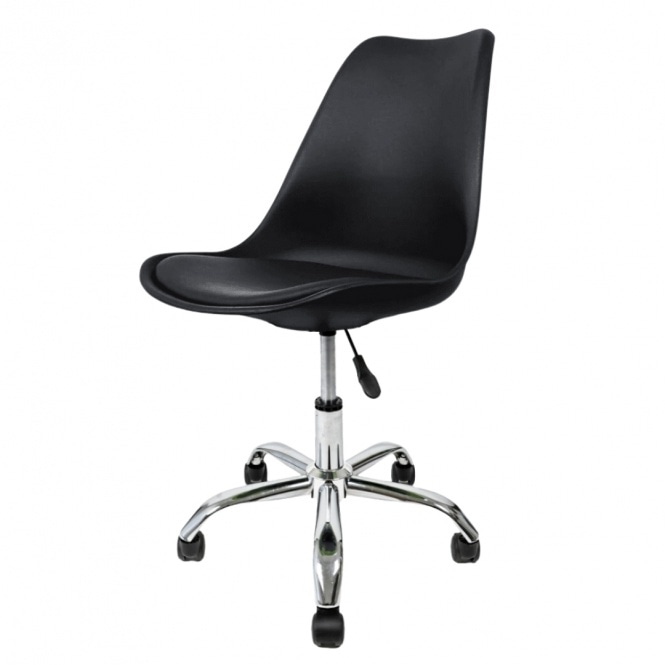 Fusion Living Soho Black Plastic Desk Chair with Swivel Base