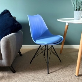Soho Blue Plastic Dining Chair with Black Metal Legs