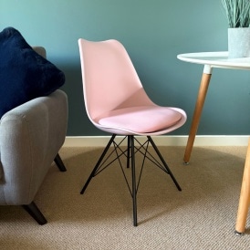 Soho Blush Pink Plastic Dining Chair with Black Metal Legs