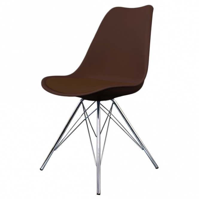 Fusion Living Soho Chocolate Brown Plastic Dining Chair with Chrome Metal Legs