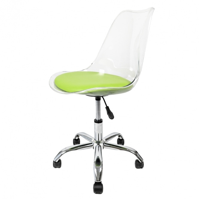 Fusion Living Soho Clear and Green Plastic Desk Chair with Swivel Base