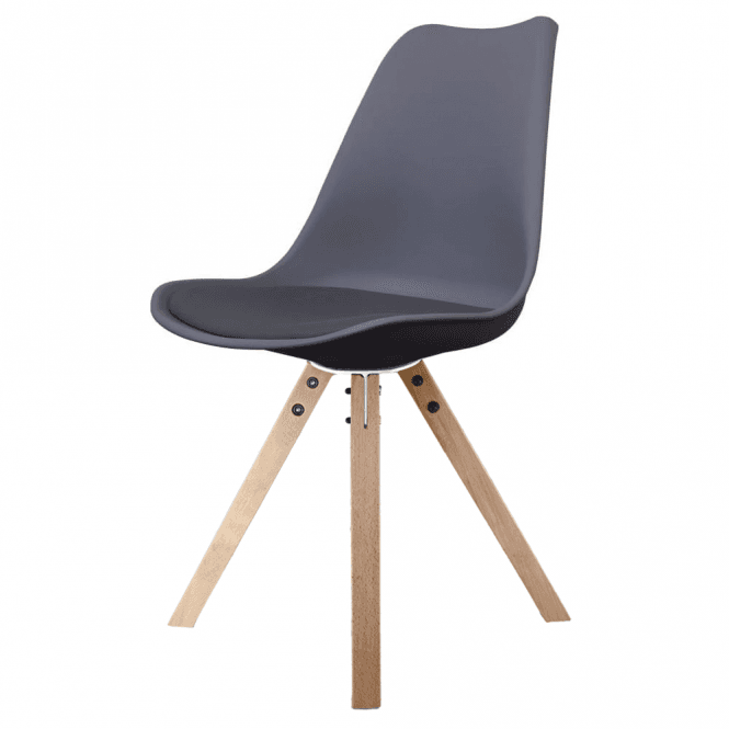 Fusion Living Soho Dark Grey Dining Chair with Square Pyramid Light Wood Legs