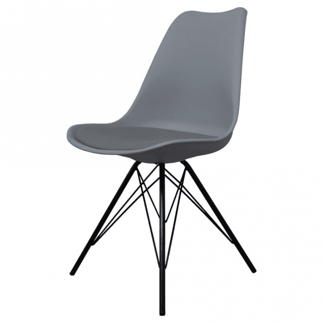 Fusion Living Soho Dark Grey Plastic Dining Chair with Black Metal Legs