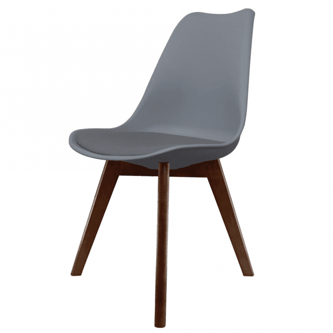 Fusion Living Soho Dark Grey Plastic Dining Chair with Squared Dark Wood Legs
