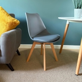 Soho Dark Grey Plastic Dining Chair with Squared Light Wood Legs