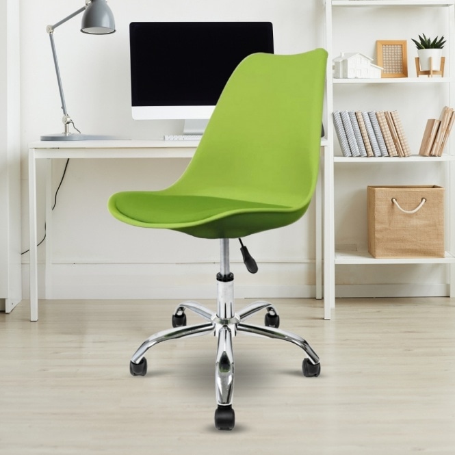 Fusion Living Soho Green Plastic Desk Chair with Swivel Base