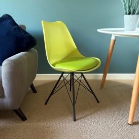 Soho Green Plastic Dining Chair with Black Metal Legs