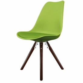 Soho Green Plastic Dining Chair with Pyramid Dark Wood Legs