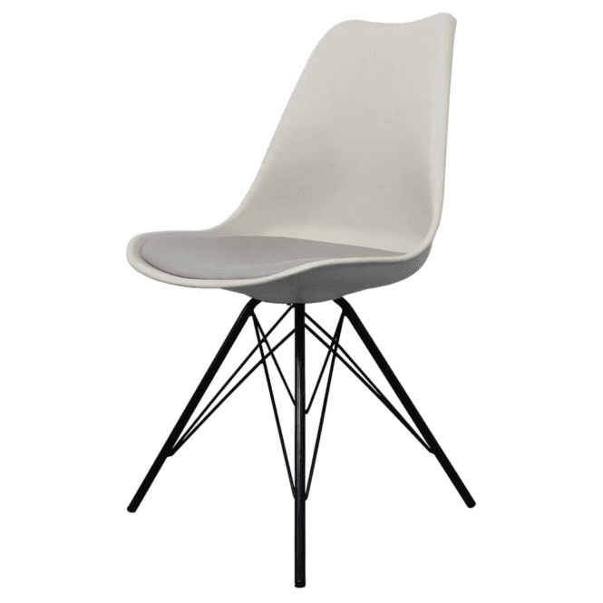 Fusion Living Soho Light Grey Plastic Dining Chair with Black Metal Legs
